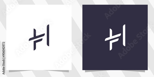 letter fh hf logo design vector