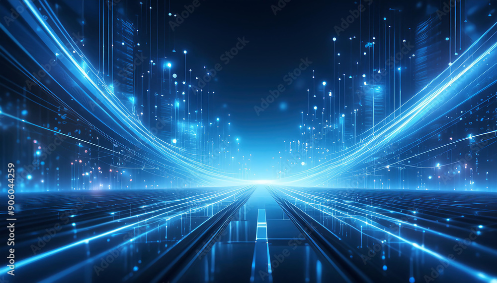 Futuristic Cityscape with Data Streams Futuristic Cityscape with Data Streams