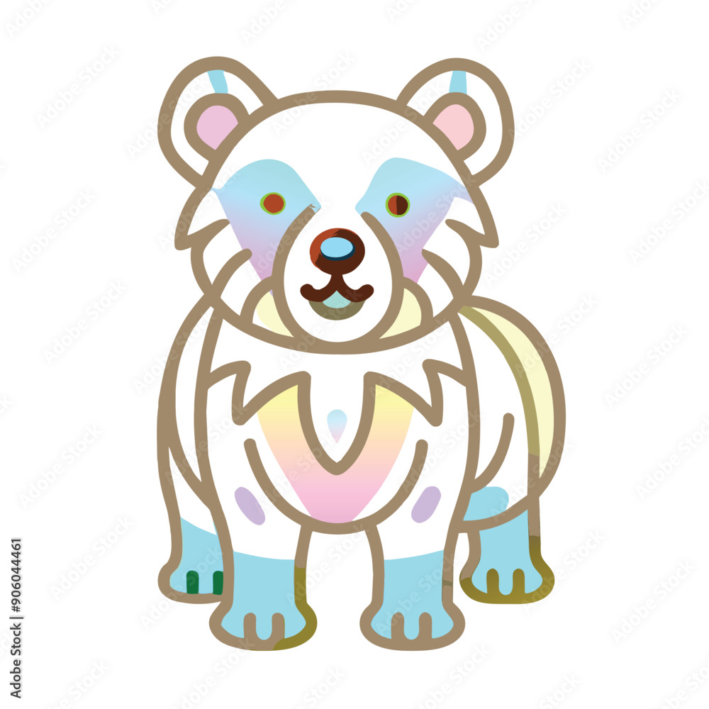 Obraz premium Cartoon Illustration of a White Bear with Rainbow Colors