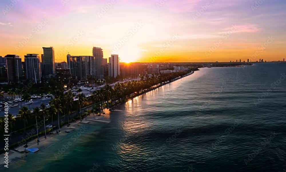 Aerial View of a Cityscape at Sunset Aerial View of a Cityscape at Sunset