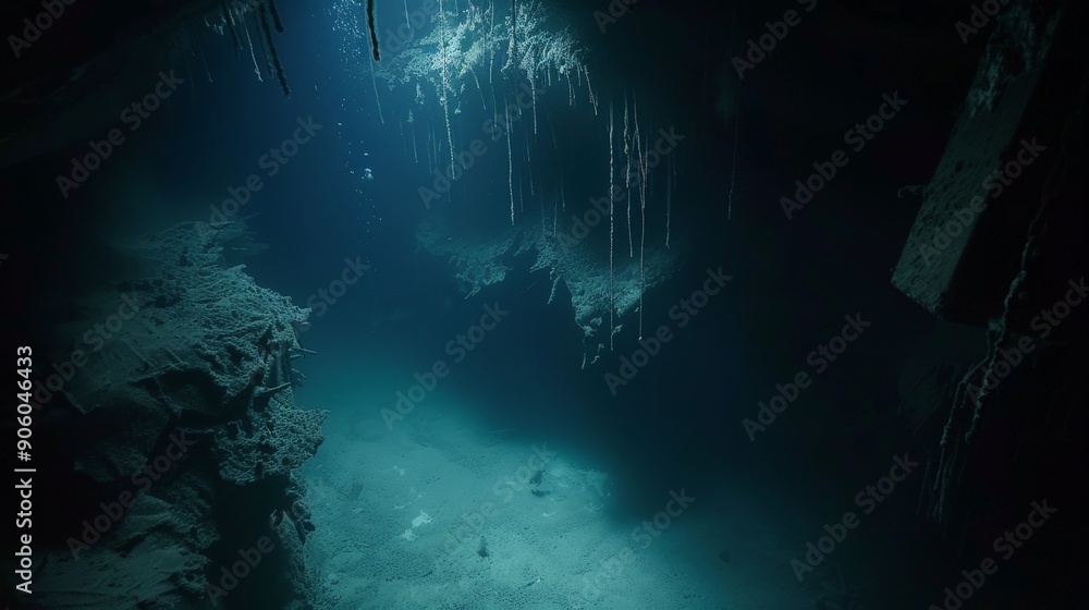 Underwater caves beckon with mysteries, hidden realms of darkness and discovery. Underwater caves beckon with mysteries, hidden realms of darkness and discovery.