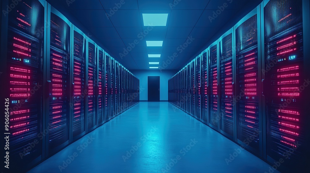 Fototapeta premium Neon Data Center