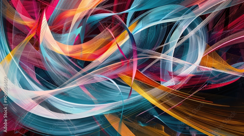 Paintings in a digital structure with colorful abstract lines Paintings in a digital structure with colorful abstract lines