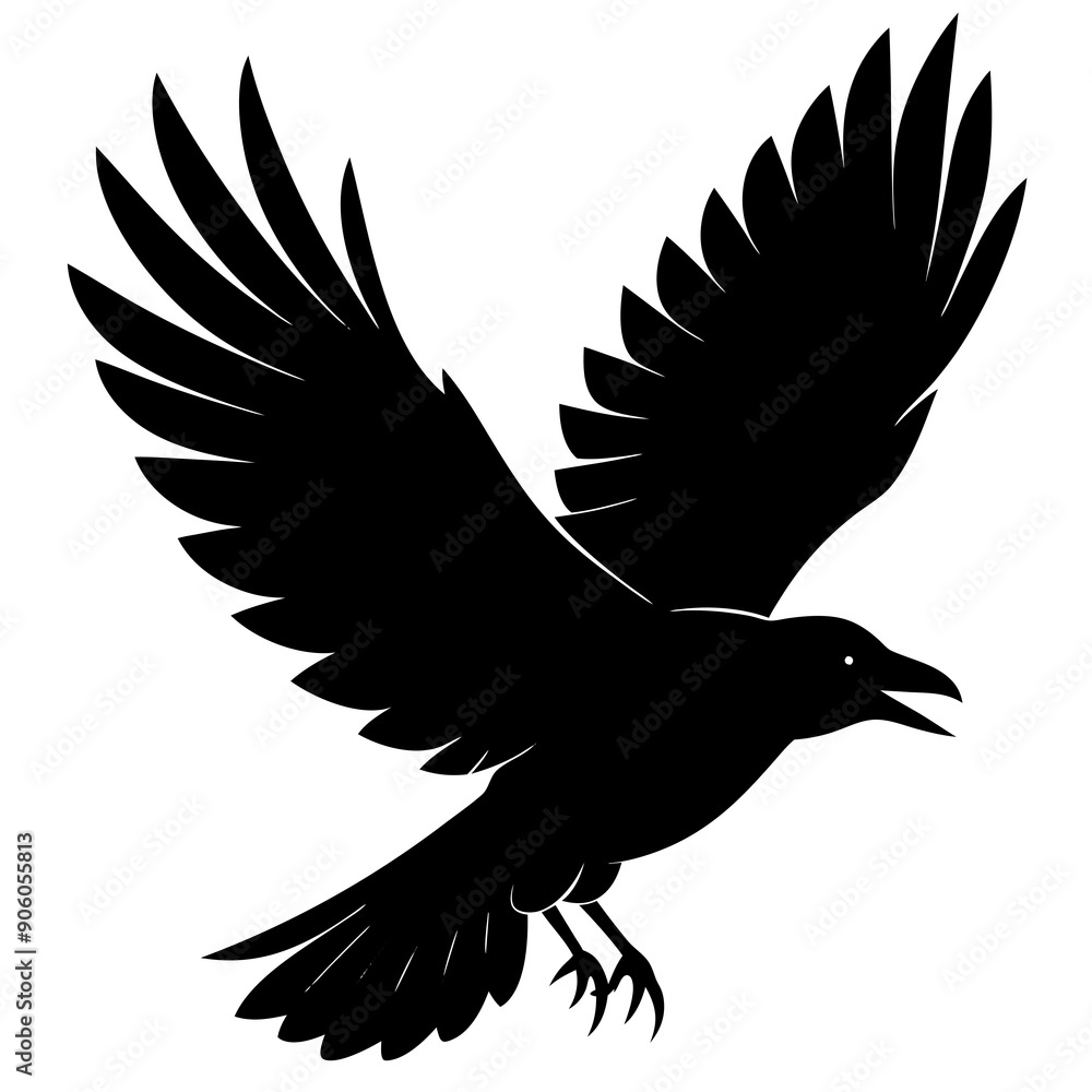 Obraz premium Flying crow silhouette vector illustration