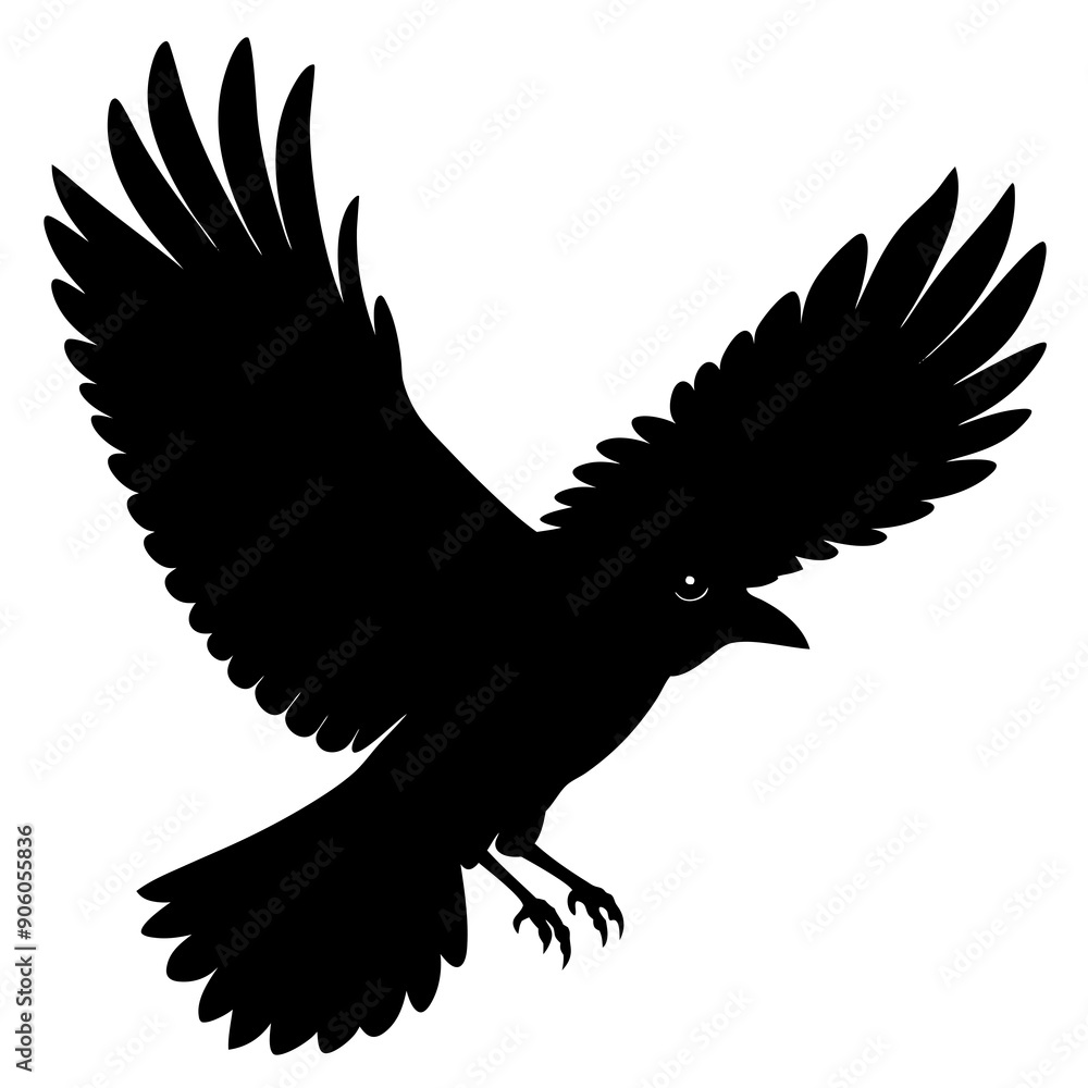 Obraz premium Flying crow silhouette vector illustration
