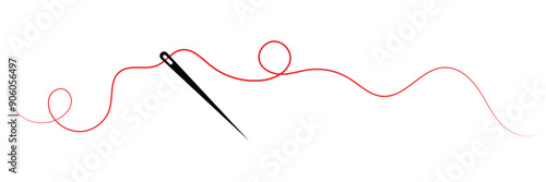 Thread with sewing needles on white background. Modern design icon. Vector illustration.