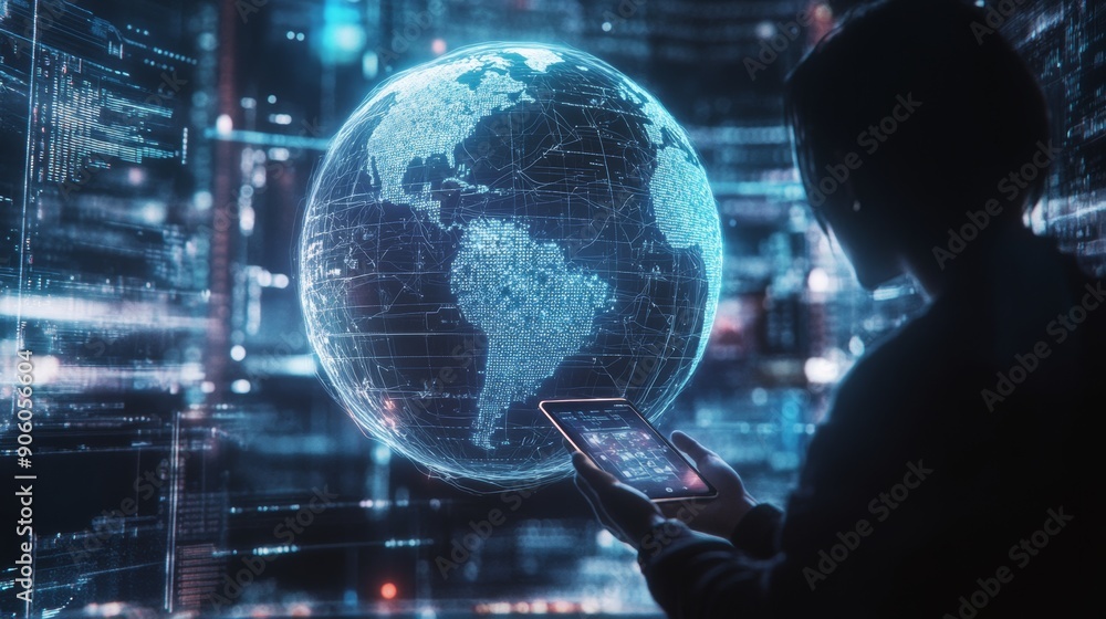 Connecting businesses digitally using tablet with global internet network in business communication Connecting businesses digitally using tablet with global internet network in business communication