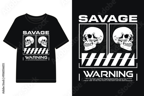 savage concept streetwear design with skull, modern streetwear illustrations for t shirt. urban style streetwear template for t shirt, hoodie, poster and more 