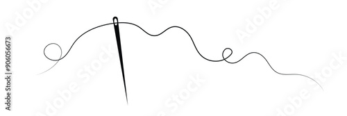Thread with sewing needles on white background. Modern design icon. Vector illustration.