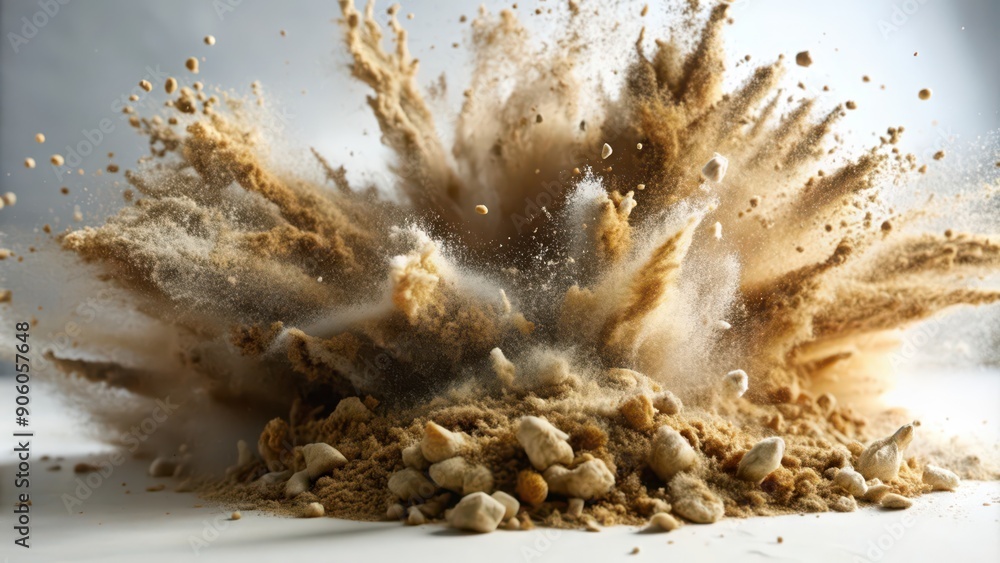 Fototapeta premium A Sand Explosion in Mid-Air Creating a Dramatic, Abstract Pattern