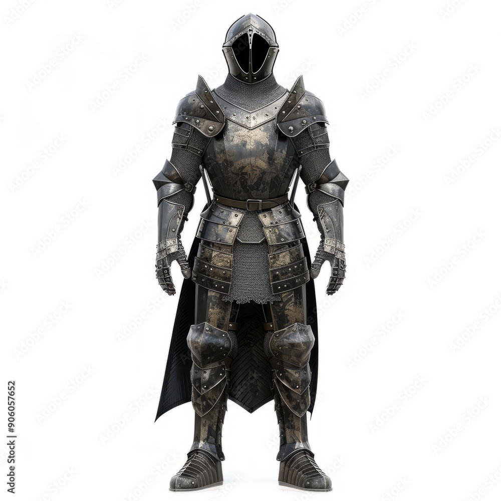 3D Render, Low Poly style of a knight's full plate armor set, on isolated white background 3D Render, Low Poly style of a knight's full plate armor set, on isolated white background