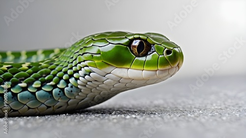 close up of a green snake