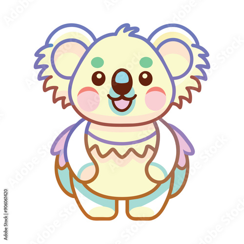 A Cartoon Koala Wearing a Pastel Dress