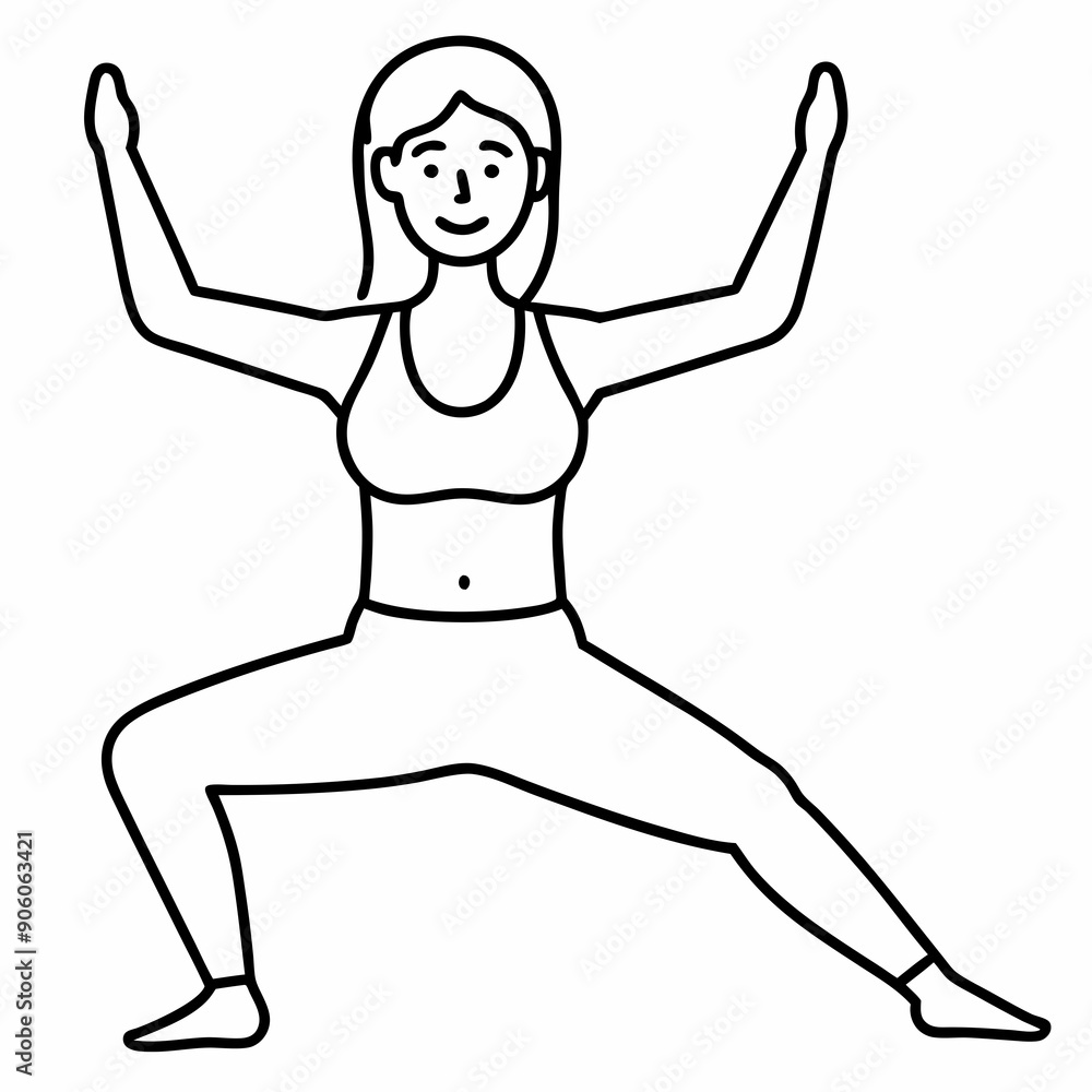 Woman doing yoga and fitness exercise vector line art illustration Woman doing yoga and fitness exercise vector line art illustration