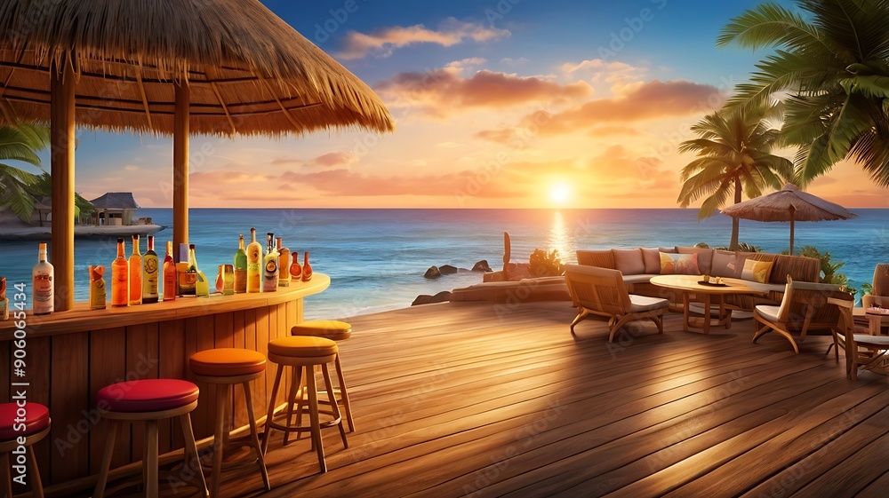 Fototapeta premium restaurant on the beach Table setting .