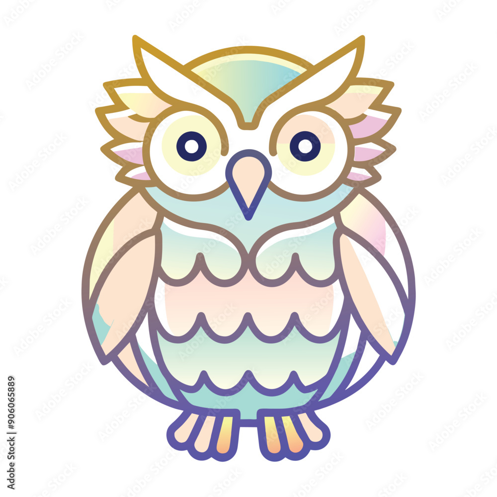 Naklejka premium Cartoon illustration of a colorful owl with large eyes