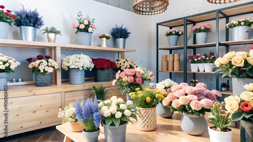 Indoor Flower Shop with Flowers and Decorations. Perfect for: Floral expos, Spring festivals