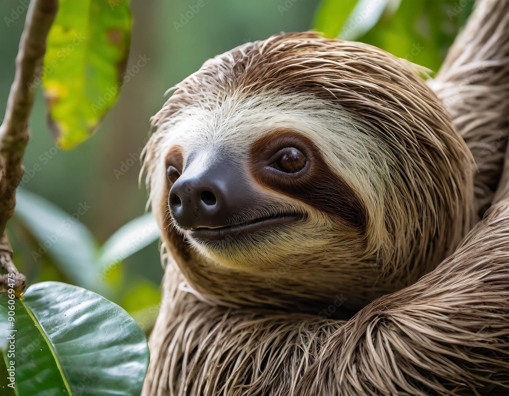 Closeup view of a beautiful Sloth in Costa Rica in its natural habitat Closeup view of a beautiful Sloth in Costa Rica in its natural habitat