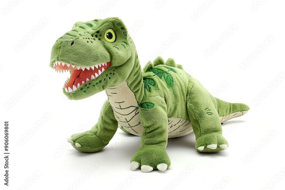 Fototapeta premium Dinosaur plushie doll isolated on white background