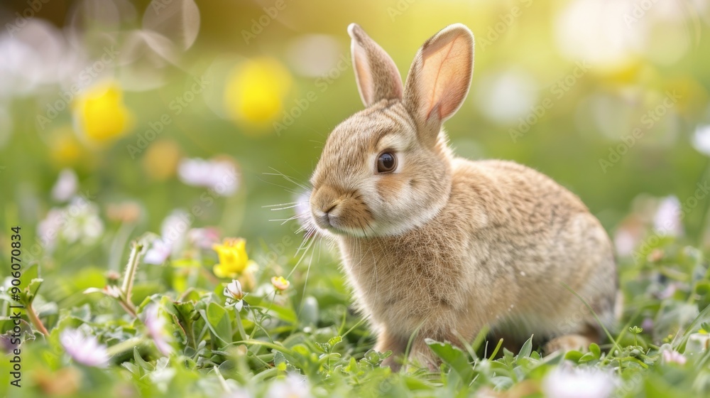 Fototapeta premium Rabbit in Flower Field