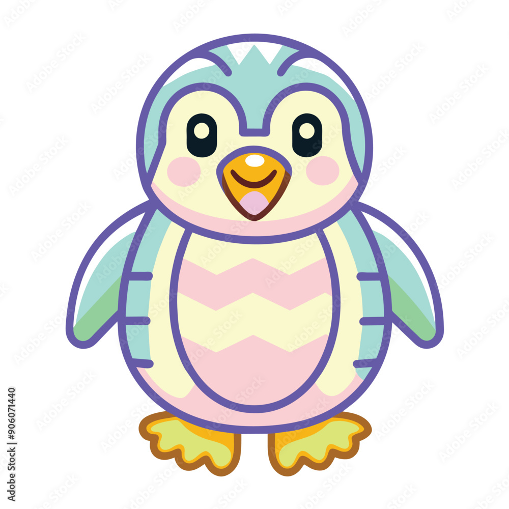Cartoon Penguin with Colorful Pattern and Big Eyes Cartoon Penguin with Colorful Pattern and Big Eyes