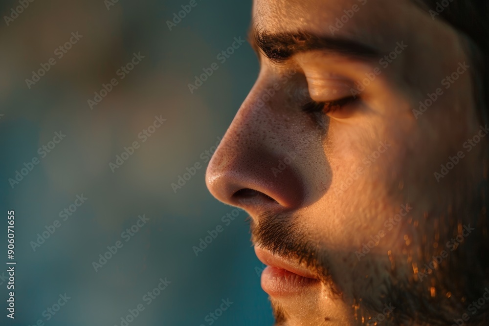 A man with a beard and a nose is looking at the camera A man with a beard and a nose is looking at the camera