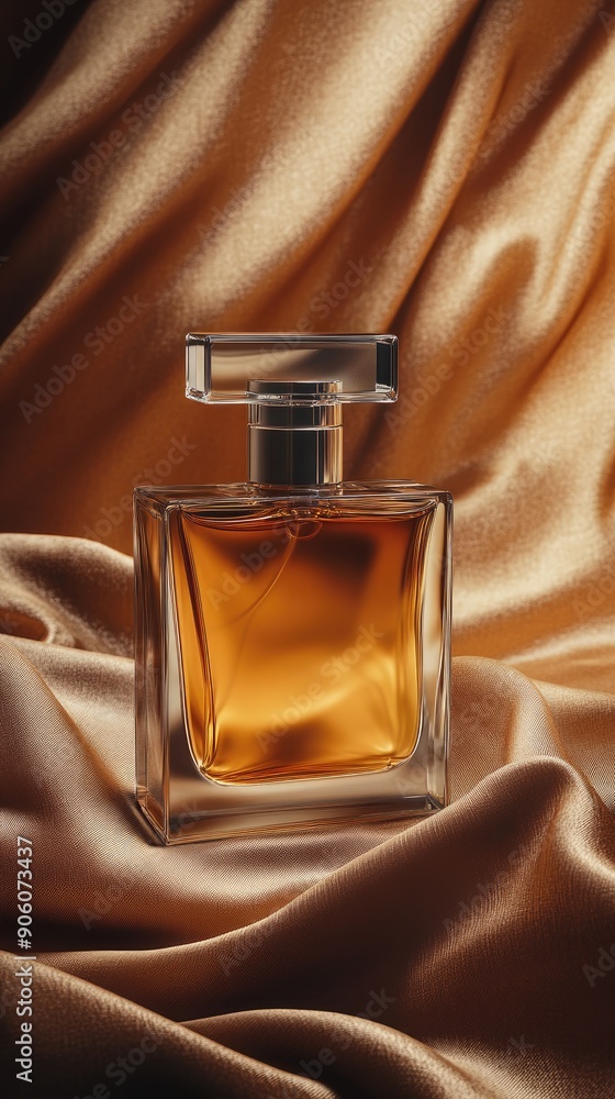 Elegance in Simplicity: Blank Label Perfume Bottle with Velvet Satin Backdrop Elegance in Simplicity: Blank Label Perfume Bottle with Velvet Satin Backdrop