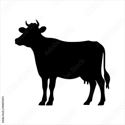 Black cow silhouette vector illustration on white background