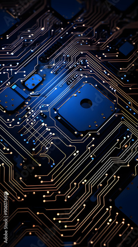 Technology blue computer circuit board abstract graphic poster background