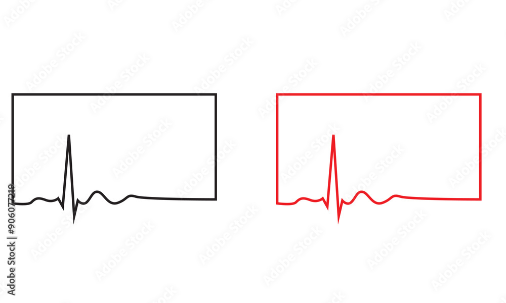 Naklejka premium ECG heart beat line frame icon symbol. Health hospital sport logo sign image. Isolated on white background. Vector illustration. EPS 10