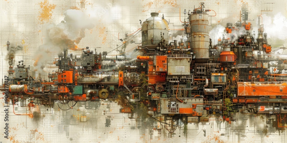 Fototapeta premium Steampunk City
