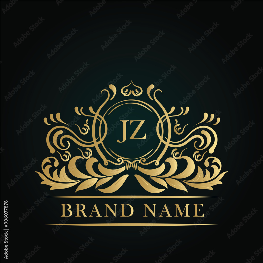 JZ golden letter logo. JZ logo initial Luxury ornament emblem. Golden template for cafe, bars, boutiques, invitations. Logo for business. Vintage elements. JZ golden letter logo. JZ logo initial Luxury ornament emblem. Golden template for cafe, bars, boutiques, invitations. Logo for business. Vintage elements.