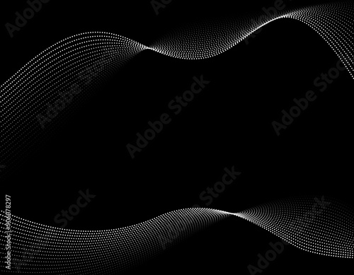 テクノロージー系　ウェーブ背景　波　モノクロ　4