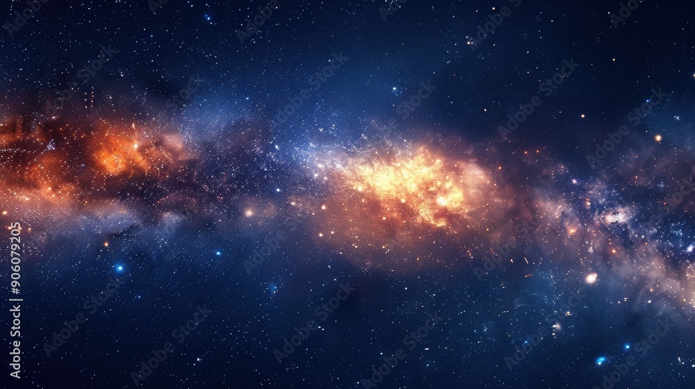 Obraz premium A space background featuring a breathtaking view of the Milky Way galaxy, with countless stars, nebulae, and cosmic dust, evoking a sense of wonder and the vastness of the universe