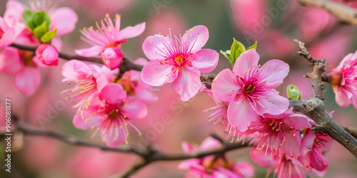 Springtime beauty in Japan Pink Sakura blossoms under blue sky 