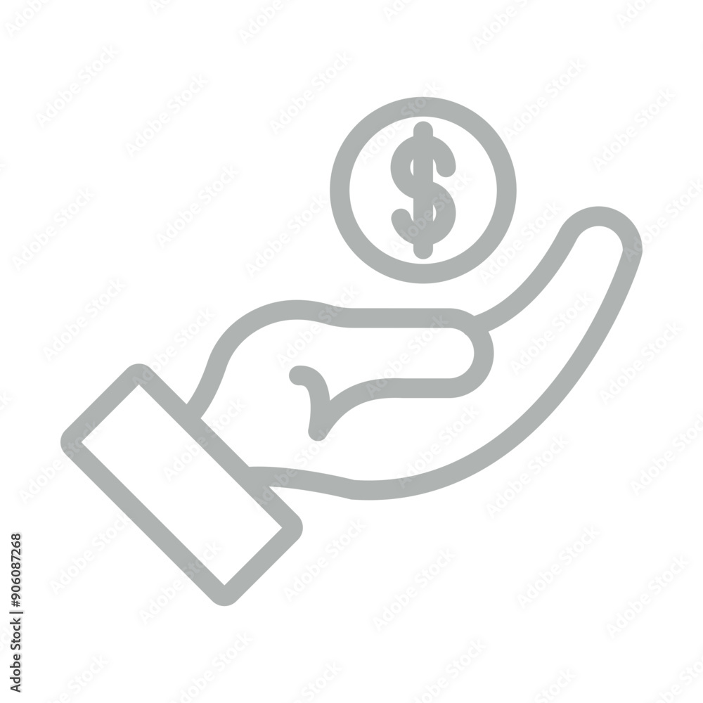 Hand Giving Vector Line Grey Icon Design Hand Giving Vector Line Grey Icon Design