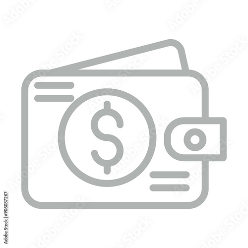 Wallet Vector Line Grey Icon Design