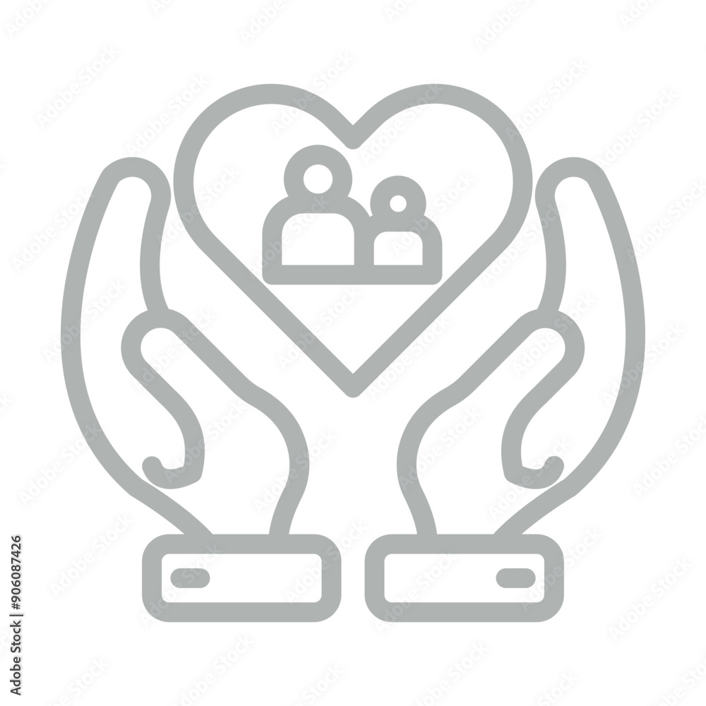 Supportive Community Vector Line Grey Icon Design Supportive Community Vector Line Grey Icon Design
