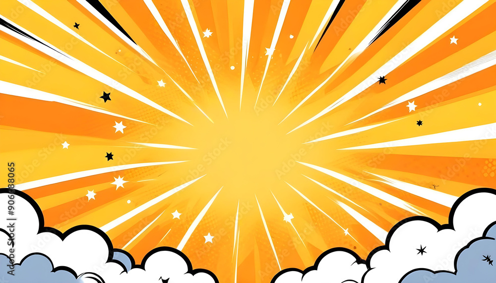 Fototapeta premium Bright yellow and orange comic book style background 4