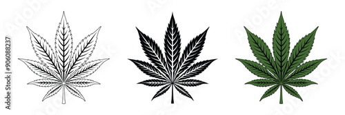 Cannabis vector icon set. Marijuana leaf icons. Medical weed legalize drug concept sign. Vector illustration