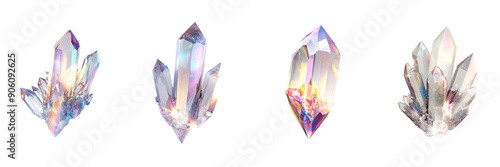 Iridescent abstract crystal shard isolated on transparent png background