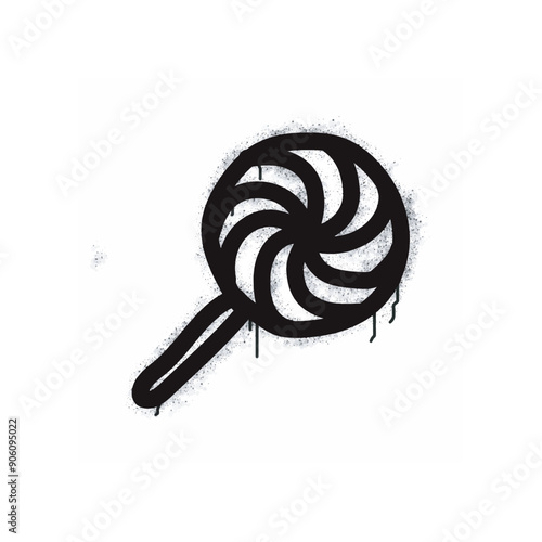 Lollipop graffiti spray painted black on white.