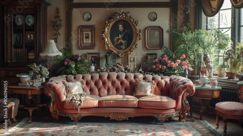 Background: The illustration of a haunted Victorian house, complete with typeface lettering and gold accents, adds an element of old-world elegance and mystery to any room
