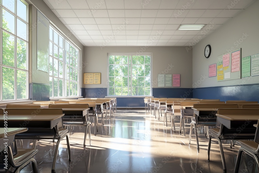 Fototapeta premium Empty School Classroom Interior created with Generative AI