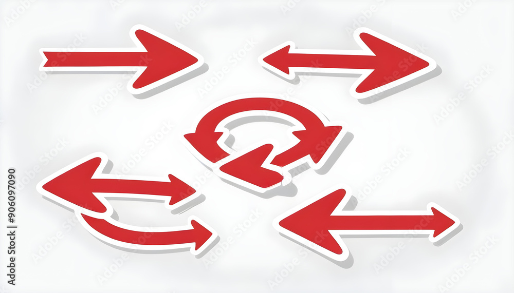 Red arrow icons pointing in different directions 3 Red arrow icons pointing in different directions 3