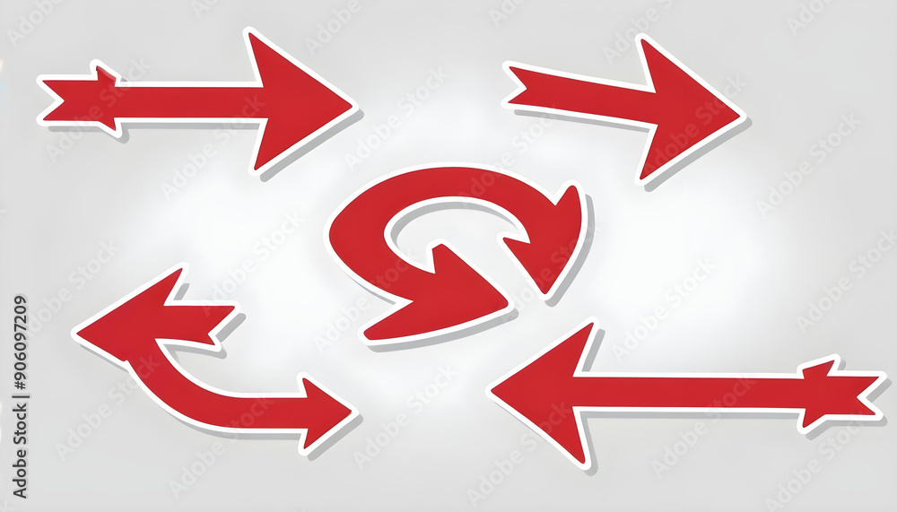 Red arrow icons pointing in different directions 4 Red arrow icons pointing in different directions 4
