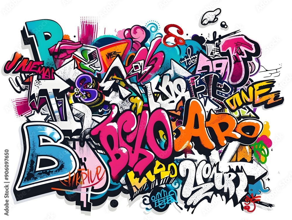 Stylish Streetwear Graffiti Sticker Design for Apparel and Branding Stylish Streetwear Graffiti Sticker Design for Apparel and Branding