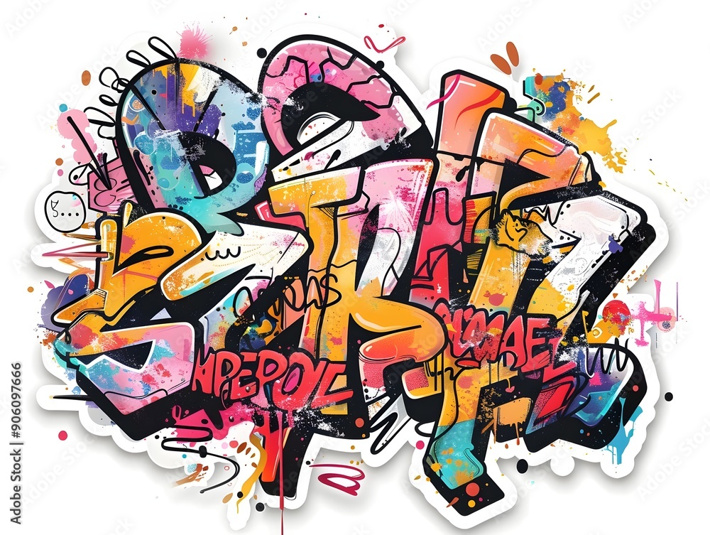 Stylish and Vibrant Graffiti Inspired Sticker Design for Streetwear and Fashion Brands Stylish and Vibrant Graffiti Inspired Sticker Design for Streetwear and Fashion Brands