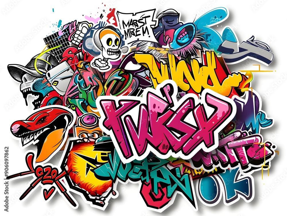 Stylish Streetwear Graffiti Design with Abstract Patterns and Colorful Expressions Stylish Streetwear Graffiti Design with Abstract Patterns and Colorful Expressions