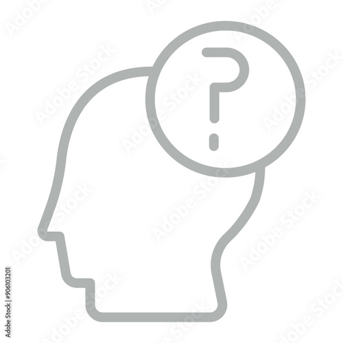 Thinking Vector Line Grey Icon Design